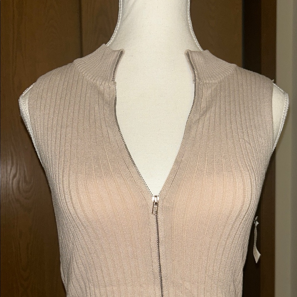 Tan Ribbed Zip-Up Bodysuit - Picture 2 of 7